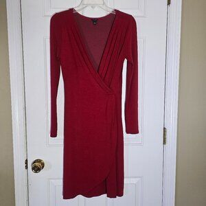 Ann Taylor red faux-wrap dress